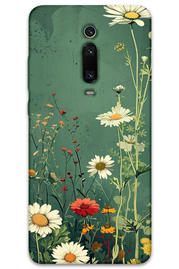 Xiaomi Mi 9t Case Hd Pattern Printed Back Cover - Green Daisy