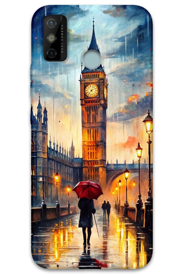 غطاء خلفي لهاتف Tecno Spark 6 Go بنمط HD مطبوع - برج الساعة