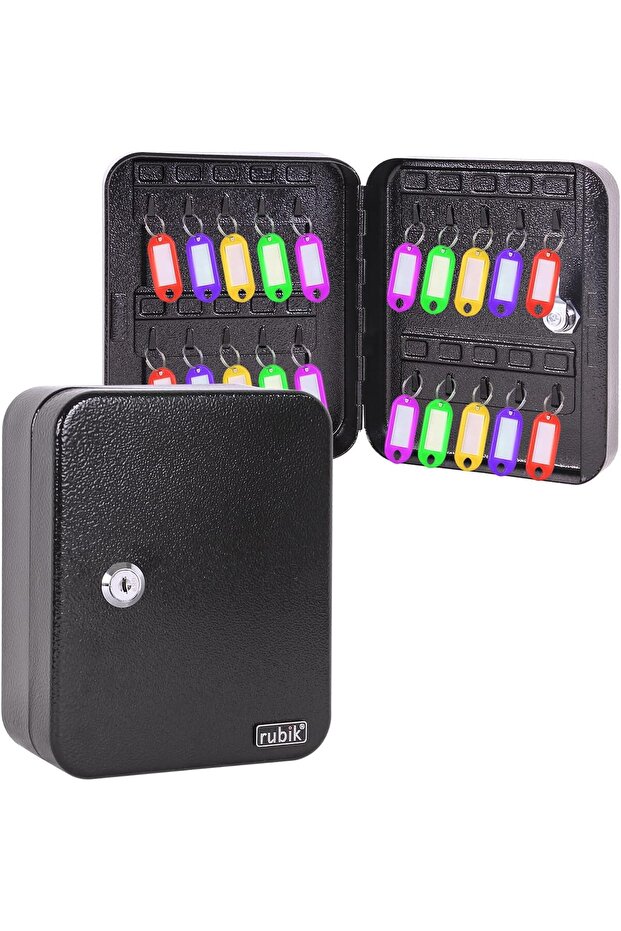 20-Keys Metal Key Cabinet Lock Box Wall-Mounted RBKS-20SKW (Black)