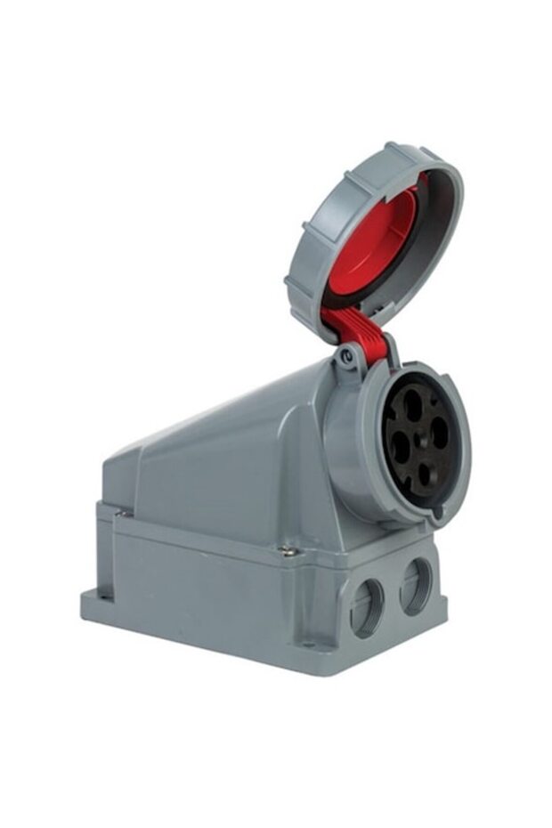 Surface-mounted three-phase socket 4-pole 63A 3P+E 6h CEE 380V IP67 - 1