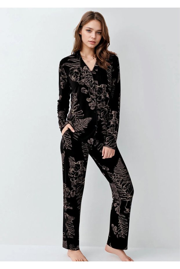 Women's Clothing Cotton & Modal Black Shirt Pajama Set L1.Ar.344.0.001