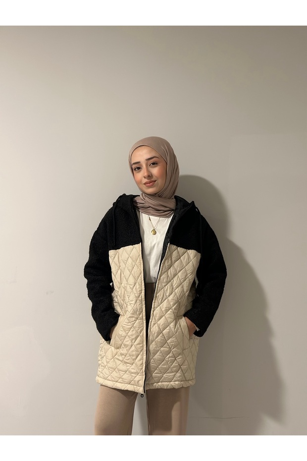 cu glugă Jumătate de pluș geacă matlasată - 3