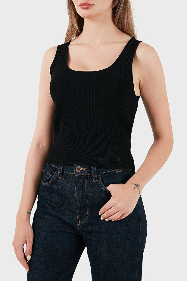 Corded Fabric Slim Fit Round Neck Top Top Xw001303 Af10352 Uc001