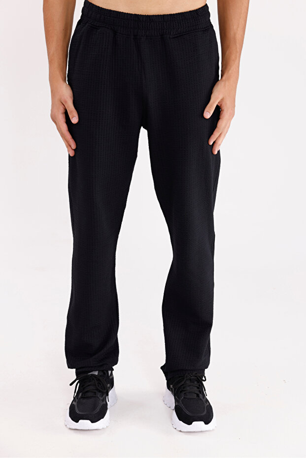 Honeycomb Textured Surface Comfortable Fit Adjustable Drawstring Side Pockets Elastic Leg Sports Sweatpants