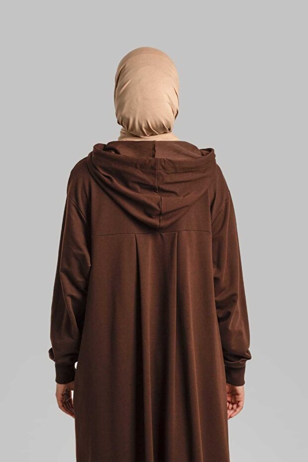 Kapşonlu Pamuklu Elbise - 8