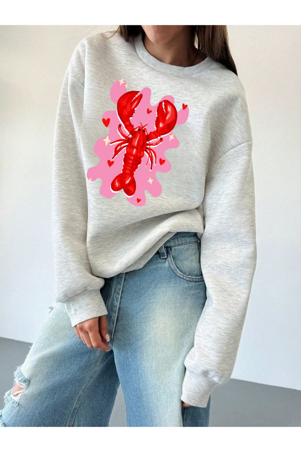 سترة بياقة دائرية من نوع Hearted Lobster مطبوع 3 Thread