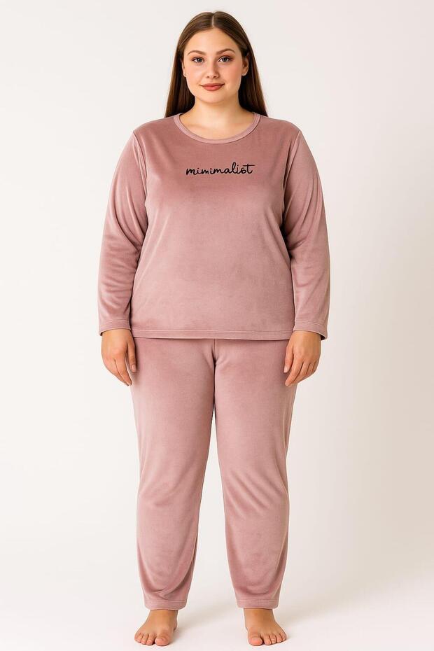 Women's Plus Size 13213 Long Sleeve Velvet Pajama Set