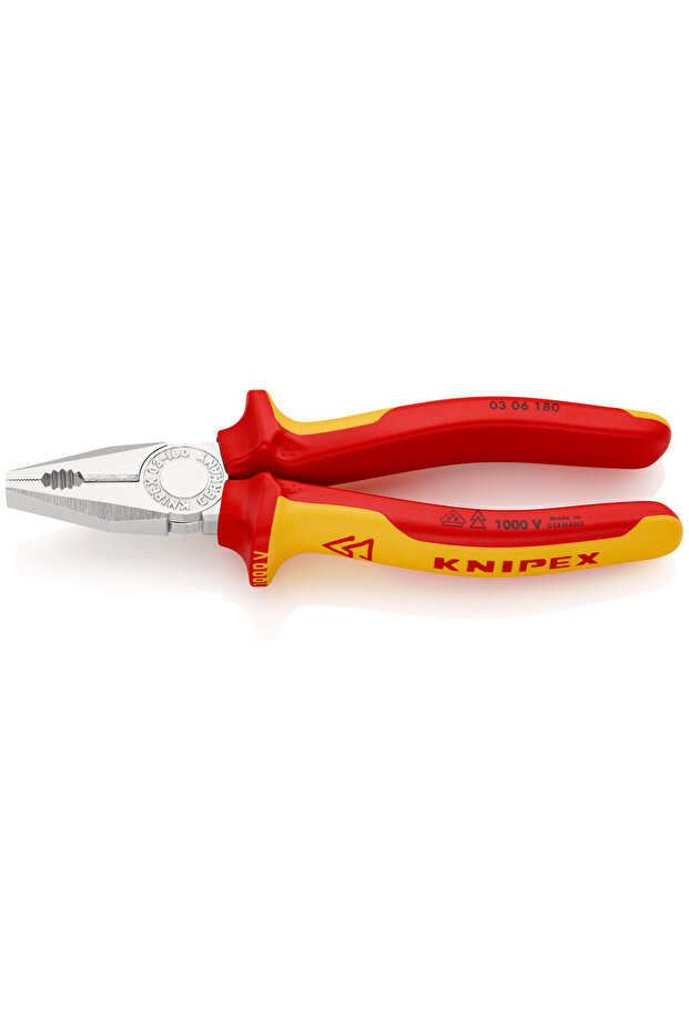 Combination pliers with multi-component grips, insulated according to VDE, chrome plated, 180 mm - 1