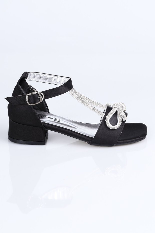 H.100 Bow Heeled Shoes-Black - 37