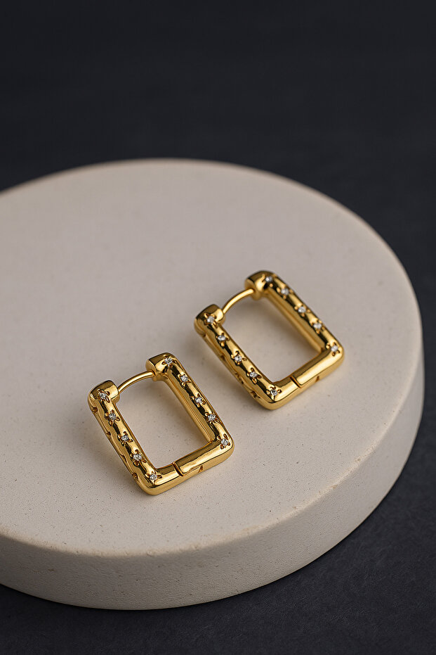 Rectangular Zikron Stone Earrings - 1