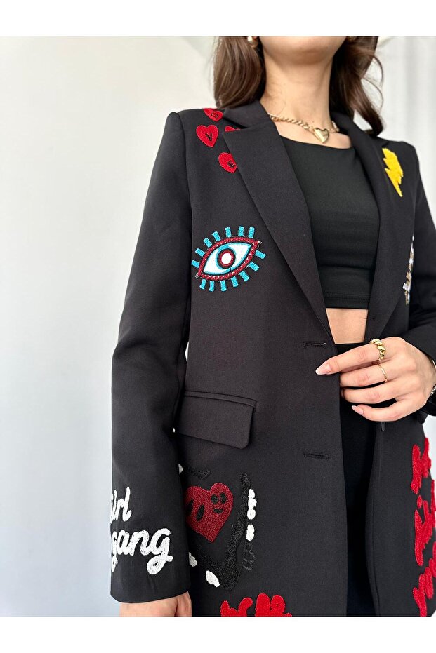 KADIN NAKIŞLI TASARIM CEKET - 6