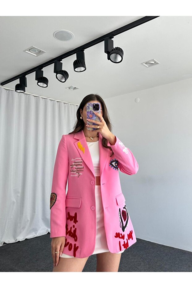 KADIN NAKIŞLI TASARIM CEKET - 3