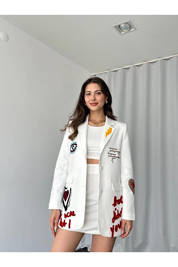 KADIN NAKIŞLI TASARIM CEKET - 5