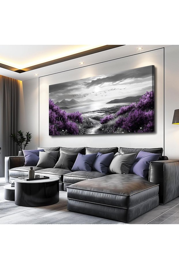Purple Flower Framed Canvas Wall Art(50x100 cm ) – Botanical Wall Art for Bedroom