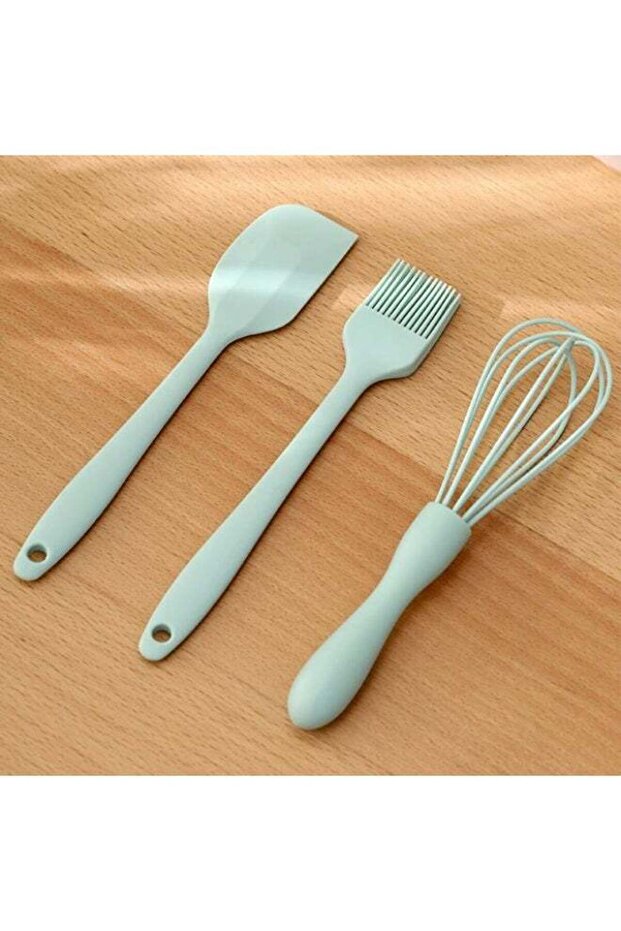 One-Piece Baking Utensils Set - Heat-Resistant Stainless Steel (3 pcs, Green)