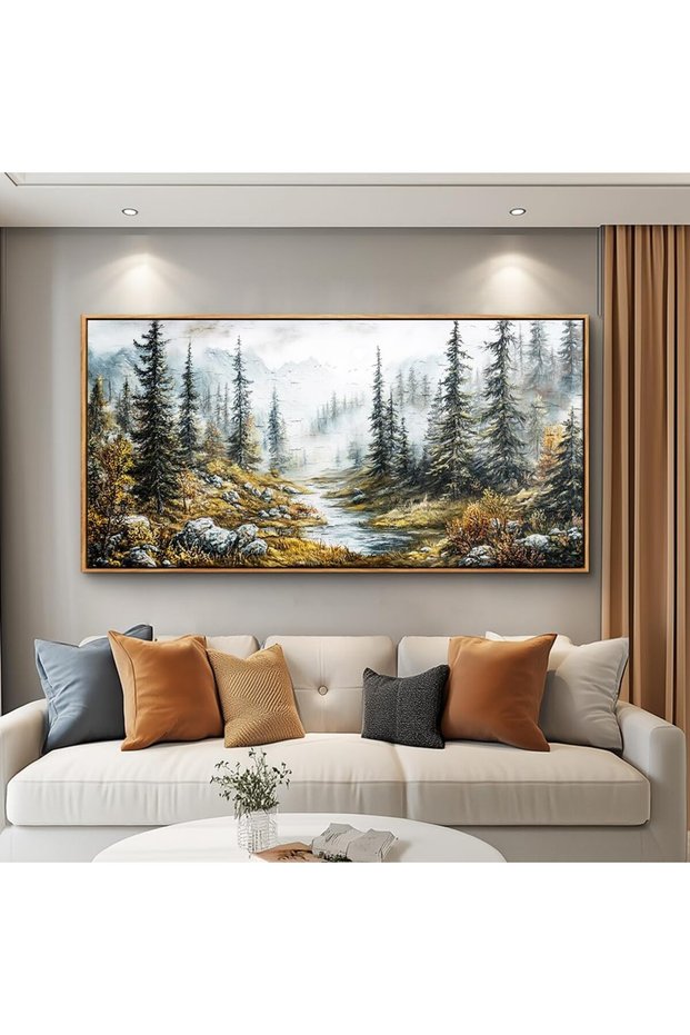 Forest Painting Framed Canvas Wall Art(50x100 cm ) – Nature Scene for Home Decor