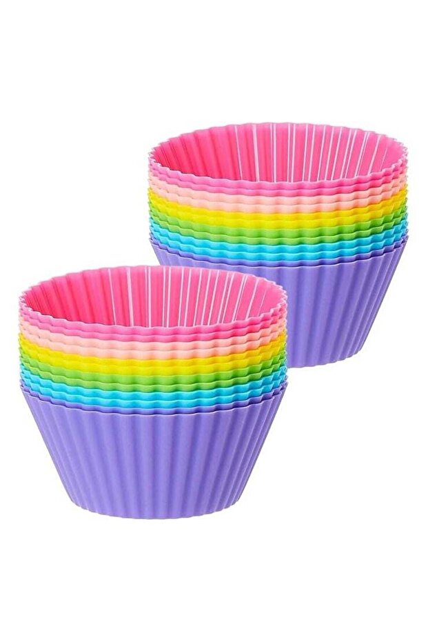 24pcs Silicone Cupcake Liners, Multicolor