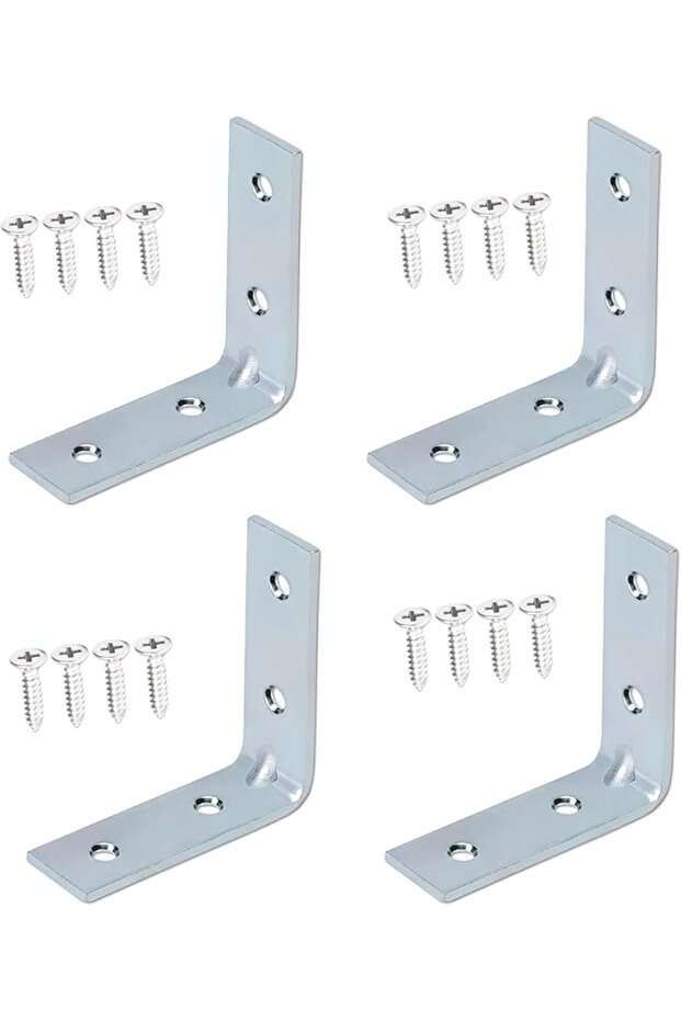 Galvanized L-Shaped Corner Bracket with Screws (3/4 inch, 4 pcs)