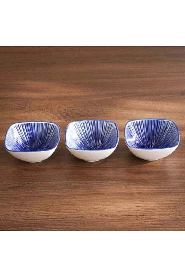 3-piece chip & dip 9.5x9.5cm - blue
