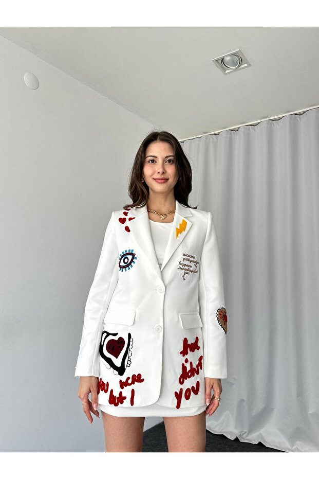 KADIN NAKIŞLI TASARIM CEKET - 9