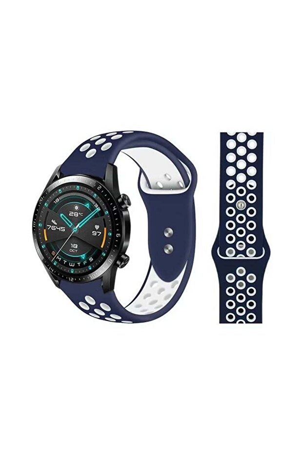 Stylish Silicone Replacement Band for Huawei Watch GT/GT2 - Midnight Blue White