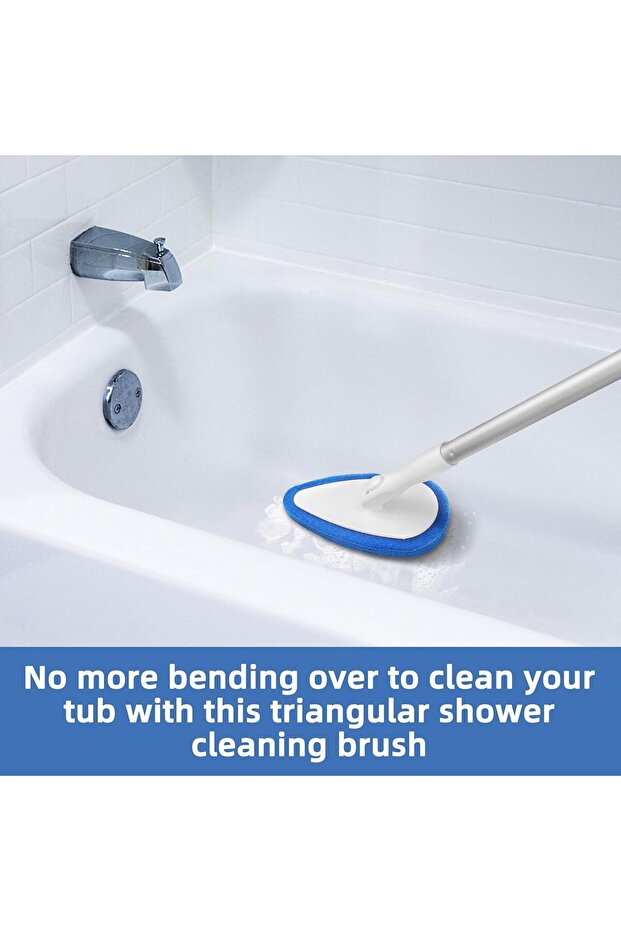 Adjustable 1.3m Long-Handle Bath & Tile Cleaning Brush with 5 Non-Scratch Pads - Qaestfy - 5