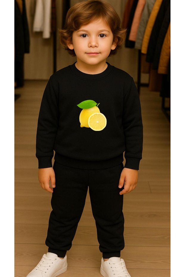 Children's Suit Sweatshirt Lemon B Printed Girls Boys Crew Neck3 4-5-6-7-8-9-10-11-12Years