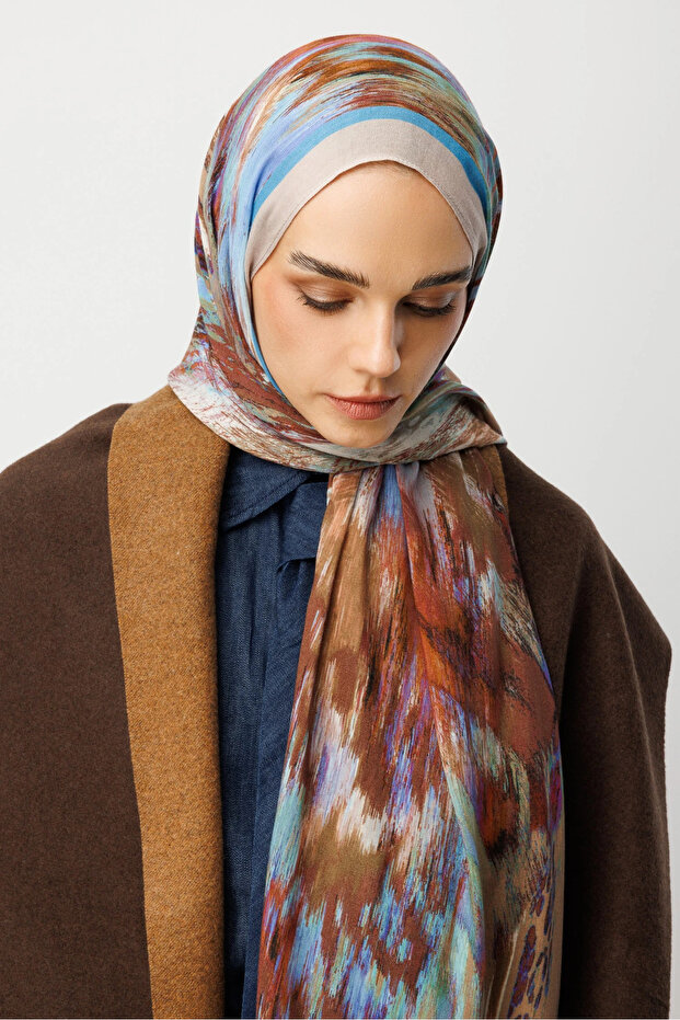 Blue Leopard Pattern Hemp Shawl - 1