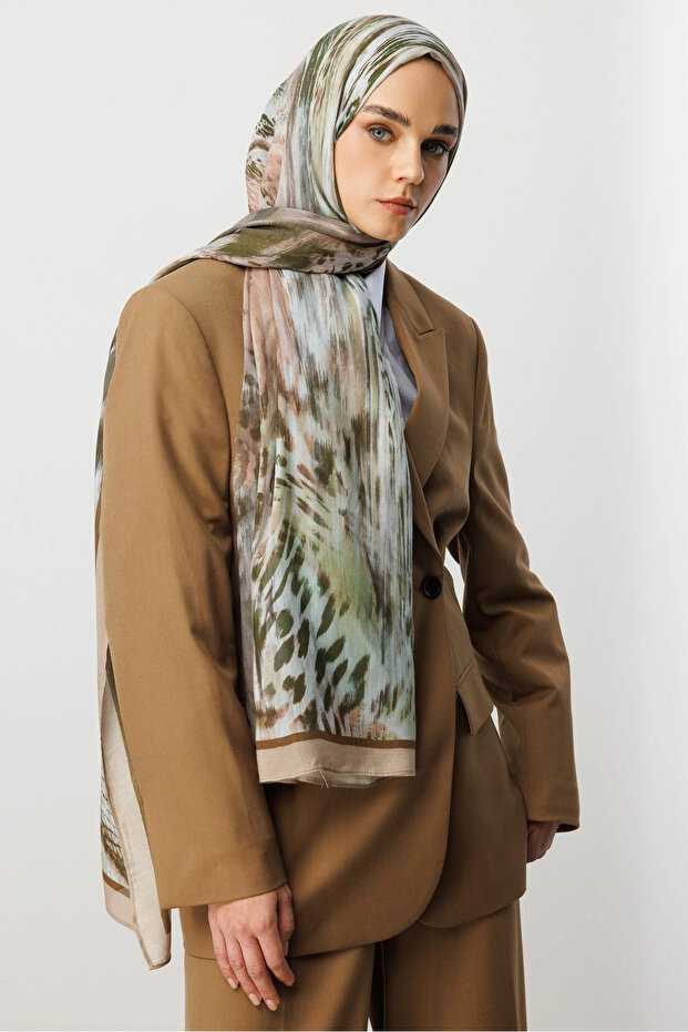 Beige Leopard Pattern Hemp Shawl - 7