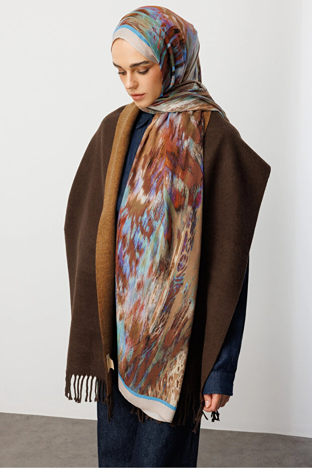 Blue Leopard Pattern Hemp Shawl - 4