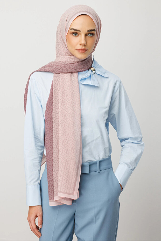 Pudra Monogram Hebei İpek Şal - 7