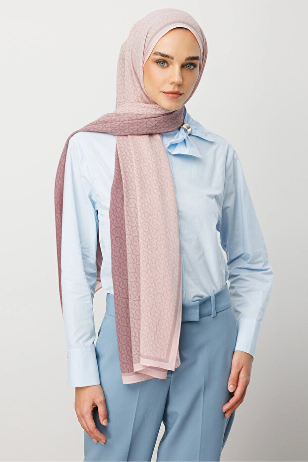 Pudra Monogram Hebei İpek Şal - 6