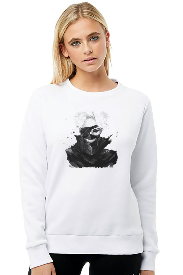 Anime Tokyo Ghoul Anteiku Printed White Women's Knitted Sweatshirt Long Sleeve