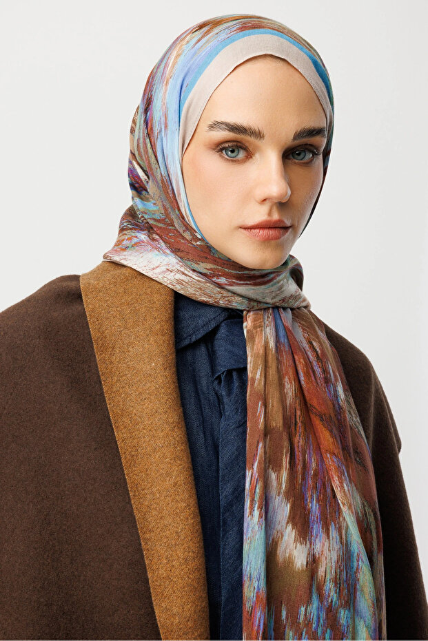 Blue Leopard Pattern Hemp Shawl - 7