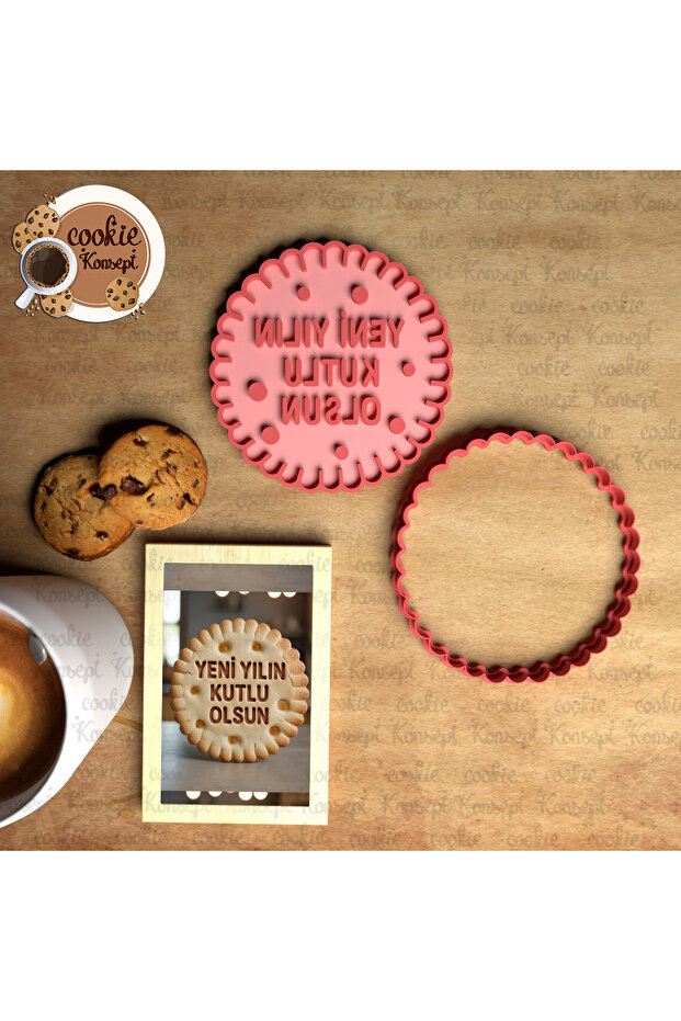 New Year's Message Happy New Year - Circle | Christmas Cookie, Dough and Clay Compatible Mold Set