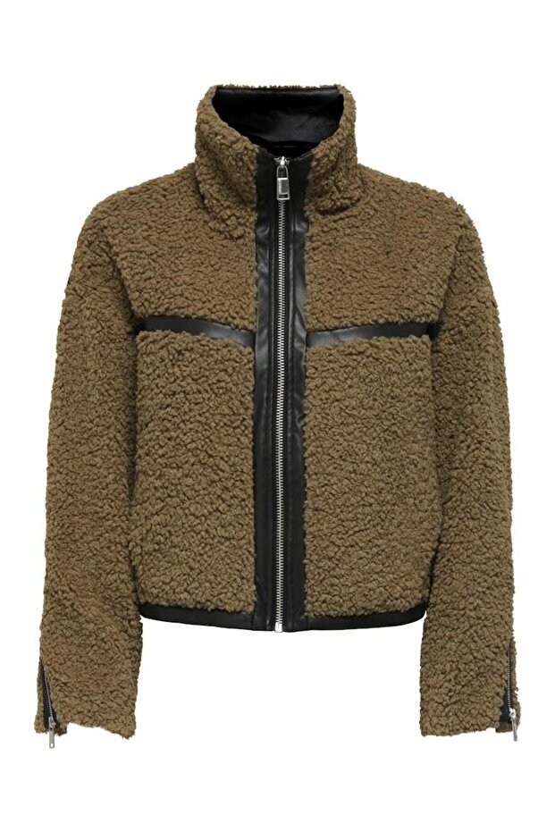 Kadin Kahve Onlpatti Life Teddy Short Jacket Cc Otw Ceket 15349409-Cocoacrém - 5