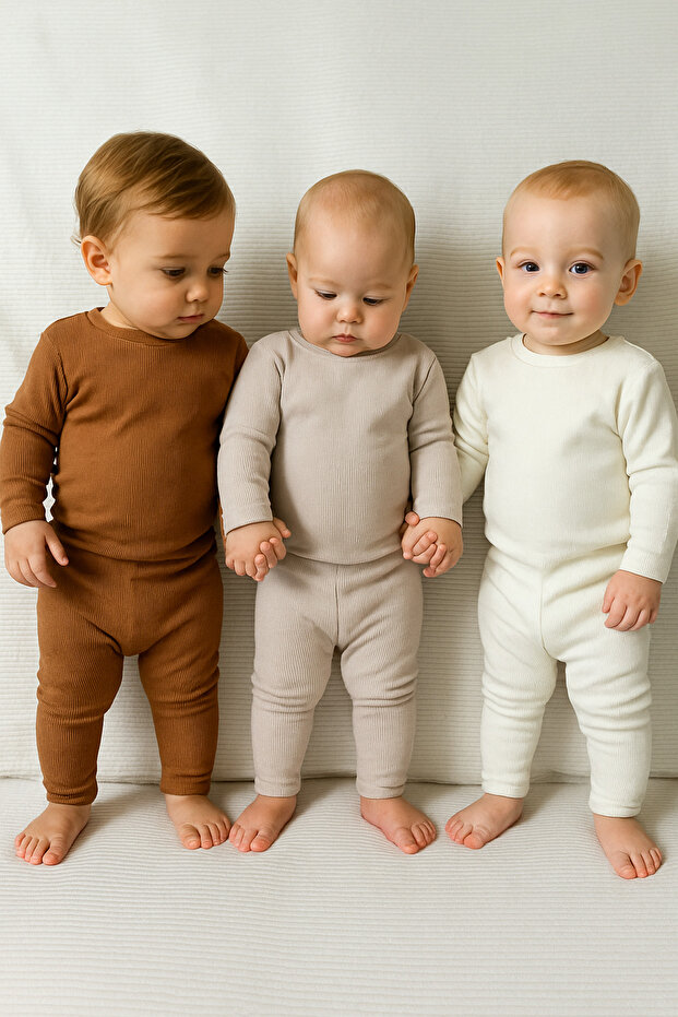 3’lü %100 pamuk bebek tayt - 1