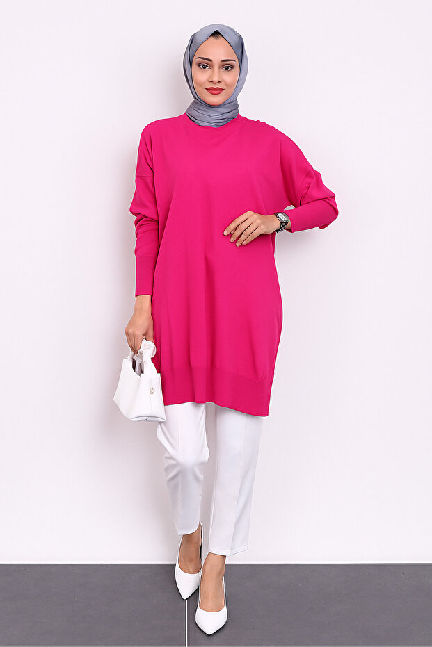 Crew Neck Casual Knitwear Tunic