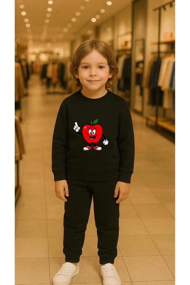 Children's Suit Sweatshirt Orange Rabbit Printed Girls Boys Crew Neck3 4-5-6-7-8-9-10-11-12Years