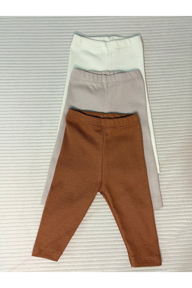 3’lü %100 pamuk bebek tayt - 4