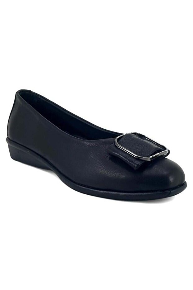 101 Daily Genuine Leather Soft Women's Ballerinas-Black