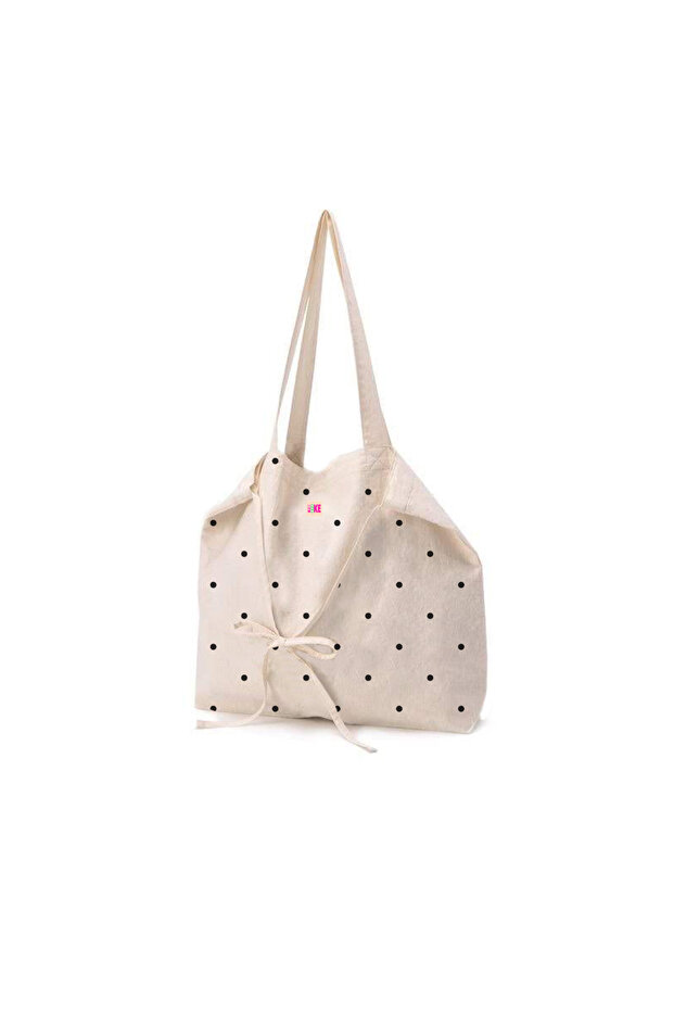 Polka Dot Pattern Bow Cloth Bag - 1