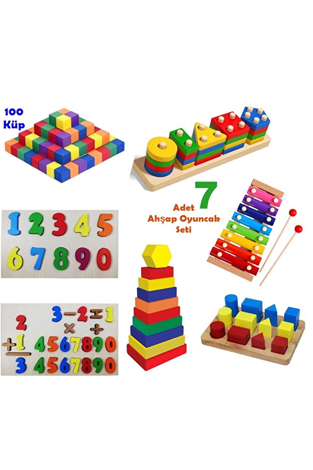 7 Pieces Montessori Wooden Grasping Toy Kindergarten Rehabilitation Training Materials Set