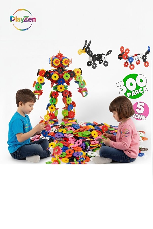 Masterflakes Educational Locked Discs Stem Training Compatible 5 Colors and 300 Pieces Building Toy Set