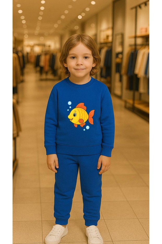Children's Suit Sweatshirt Fish Bubble Printed Girls Boys Crew Neck3 4-5-6-7-8-9-10-11-12Years