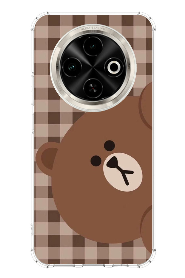 Printed Silicone Case with Brown Bear Side Design Compatible with Tecno Spark 30C - 1