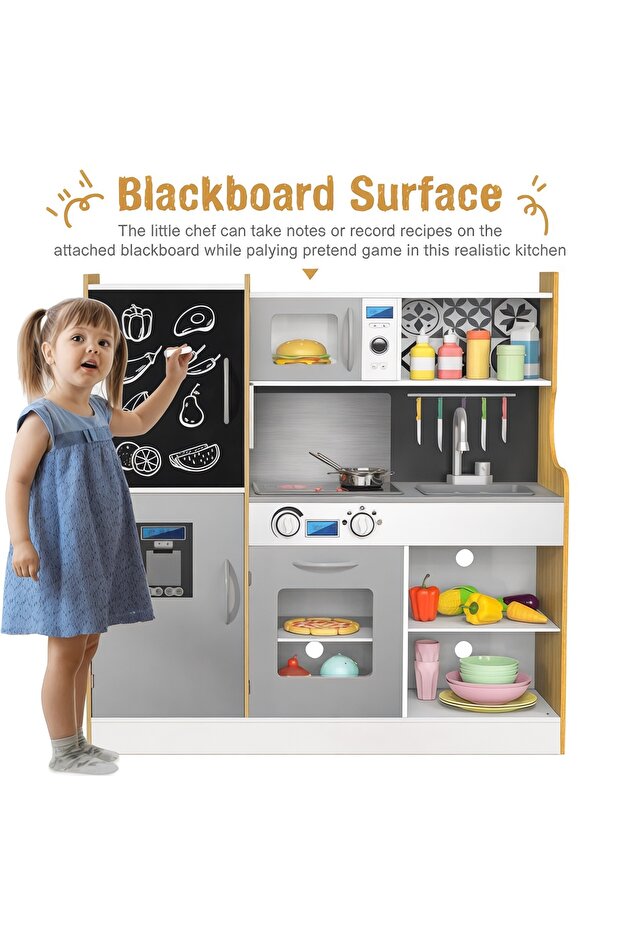 Wooden Kids Kitchen Playset – Kitchen with Realistic Effects and Unique Accessories, Wooden Kitchen - 4