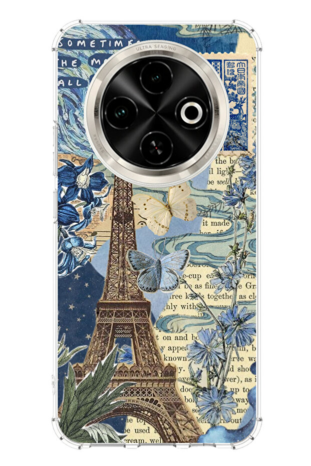 Tecno Spark 30C Compatible Paris and Eiffel Tower Printed Silicone Case - 1
