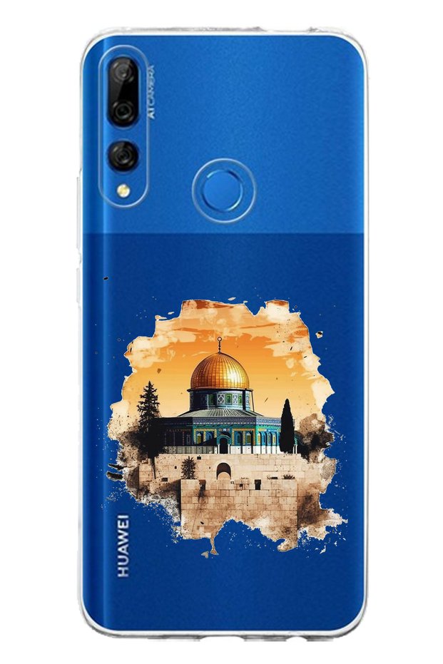 جراب سيليكون مطبوع متوافق مع هاتف هواوي Y9 برايم (2019) بتصميم المسجد الأقصى