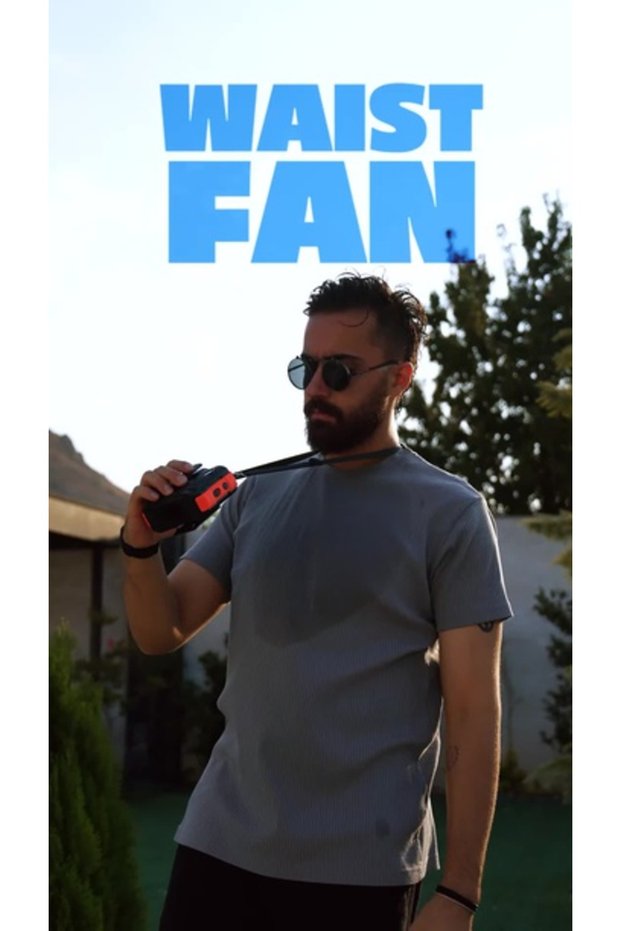 Lifestyle 8000mAh Bluetooth Waist Fan with LED Headlight - Black